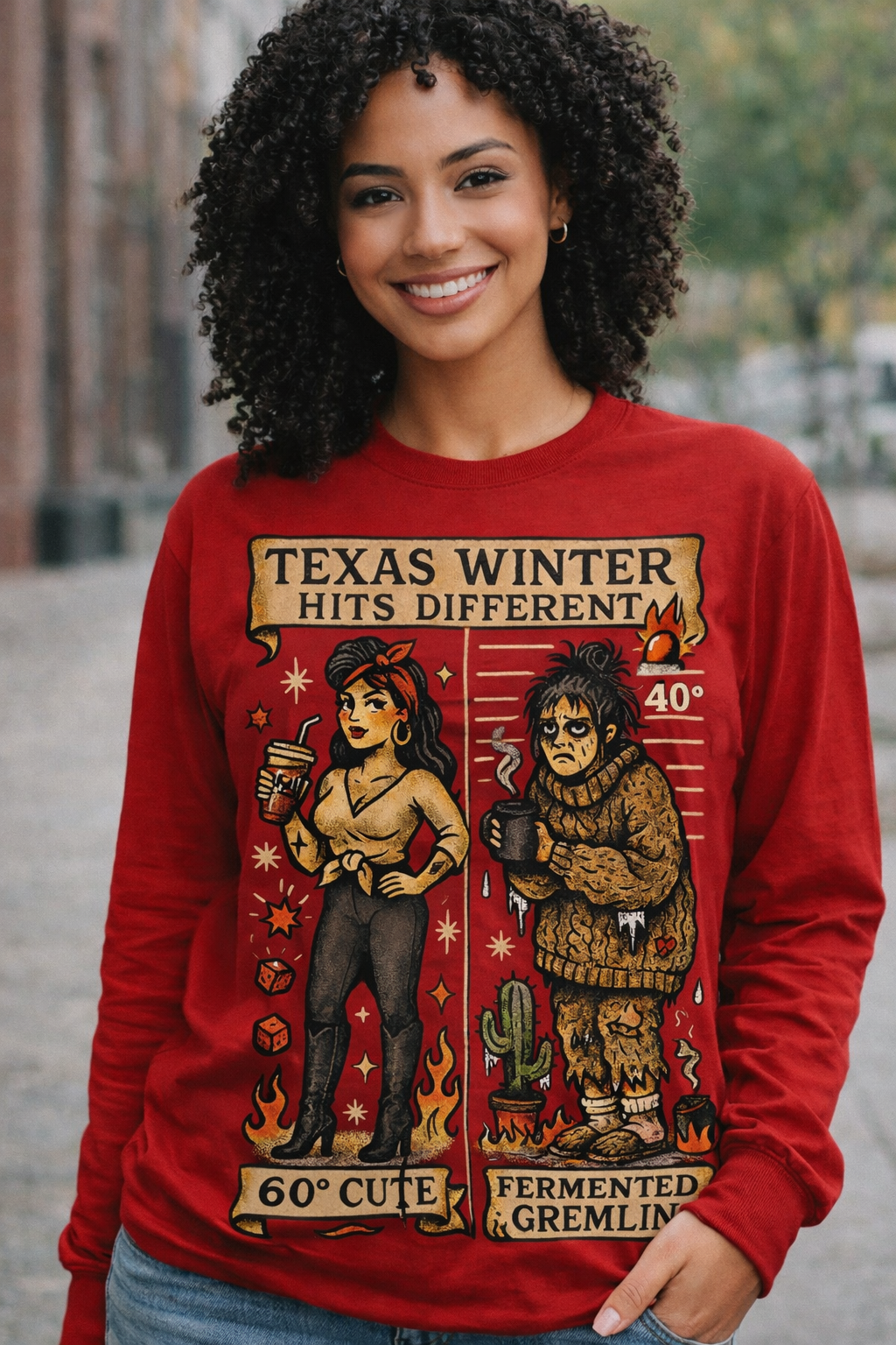 🧊 Texas Winter Hits Different – Unisex Long Sleeve Tee