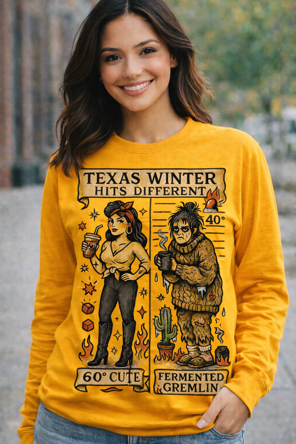 🧊 Texas Winter Hits Different – Unisex Long Sleeve Tee