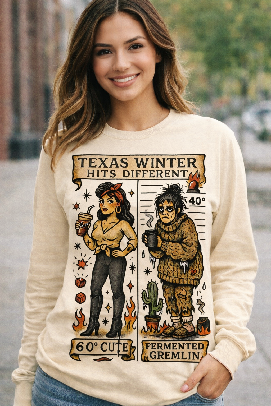 🧊 Texas Winter Hits Different – Unisex Long Sleeve Tee