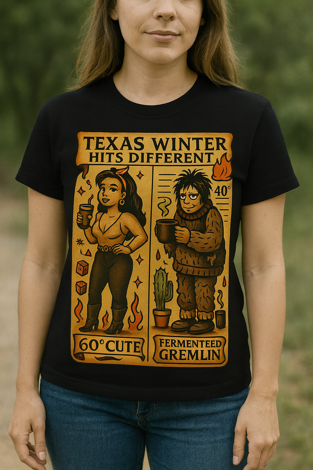 Texas Winter Hits Different T-Shirt – Funny Seasonal Graphic Tee