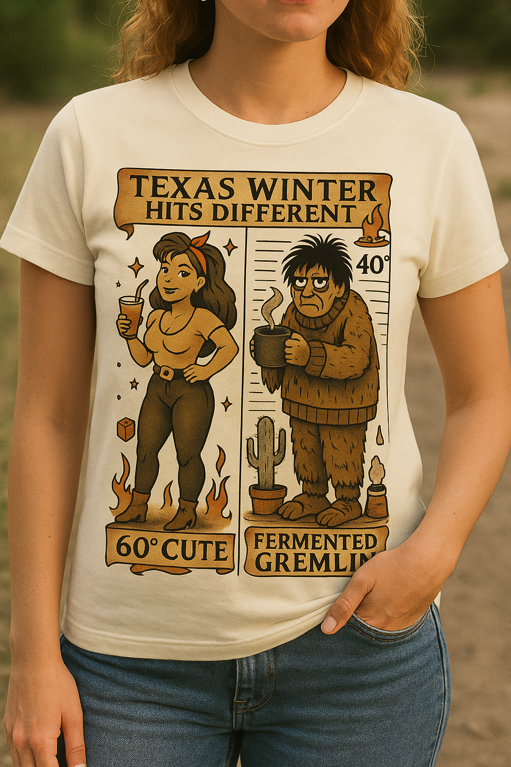 Texas Winter Hits Different T-Shirt – Funny Seasonal Graphic Tee