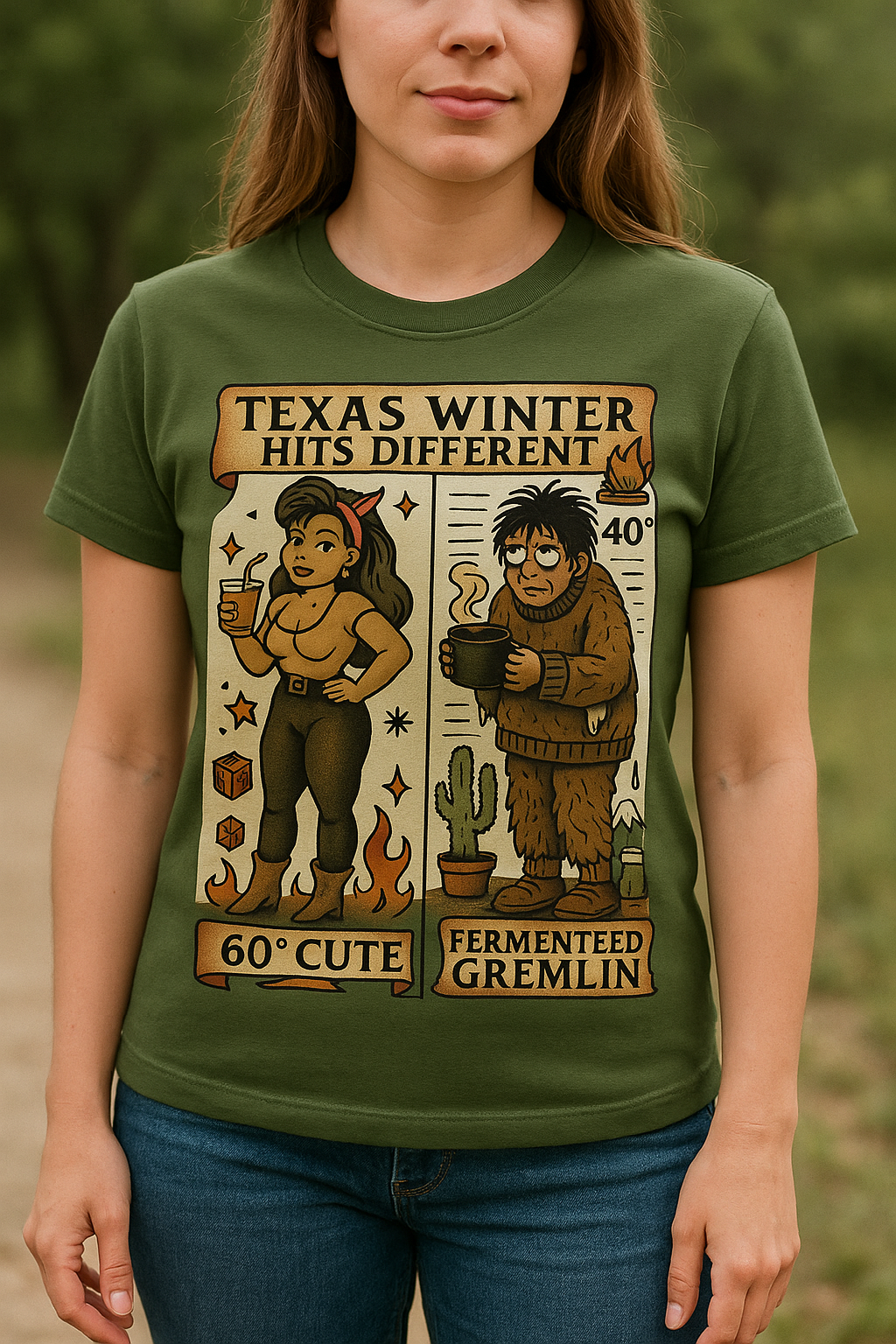 Texas Winter Hits Different T-Shirt – Funny Seasonal Graphic Tee