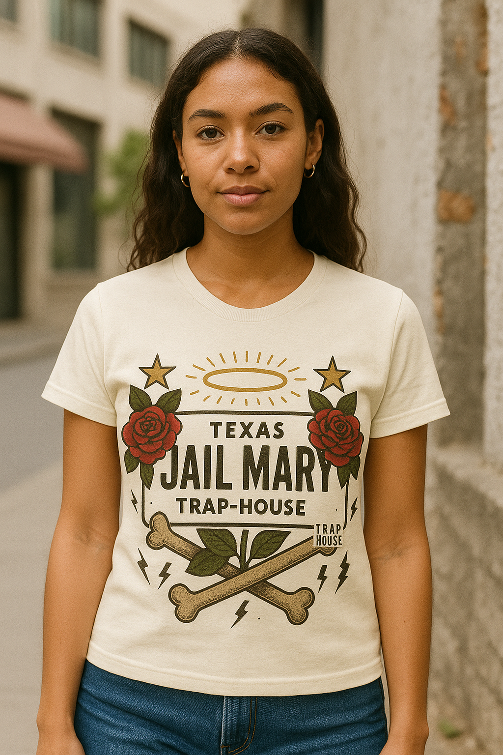 Texas Jail Mary – Trap House V-Neck Tee