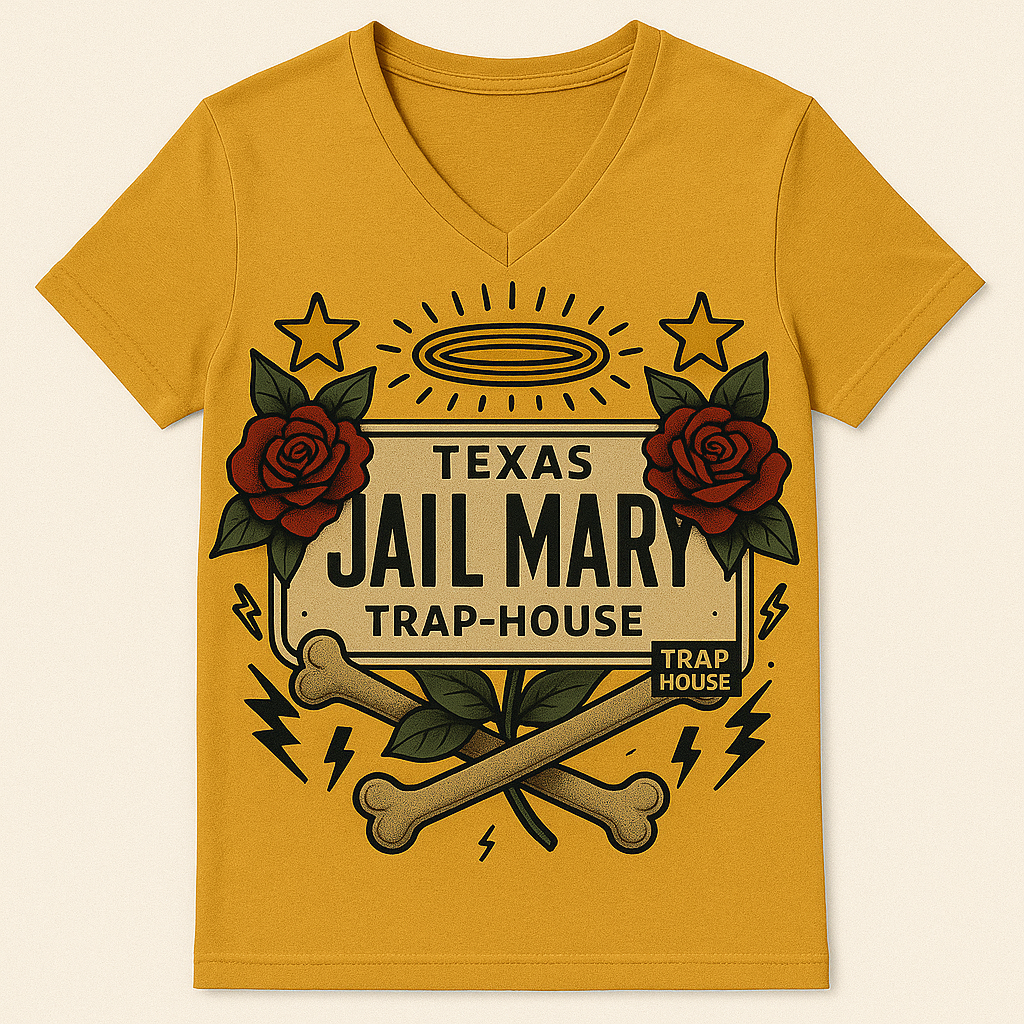 Texas Jail Mary – Trap House V-Neck Tee