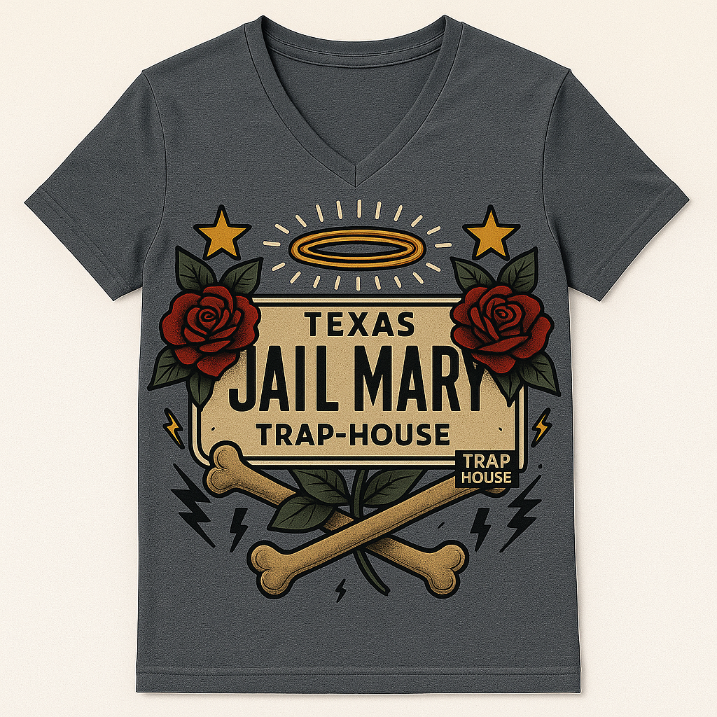 Texas Jail Mary – Trap House V-Neck Tee