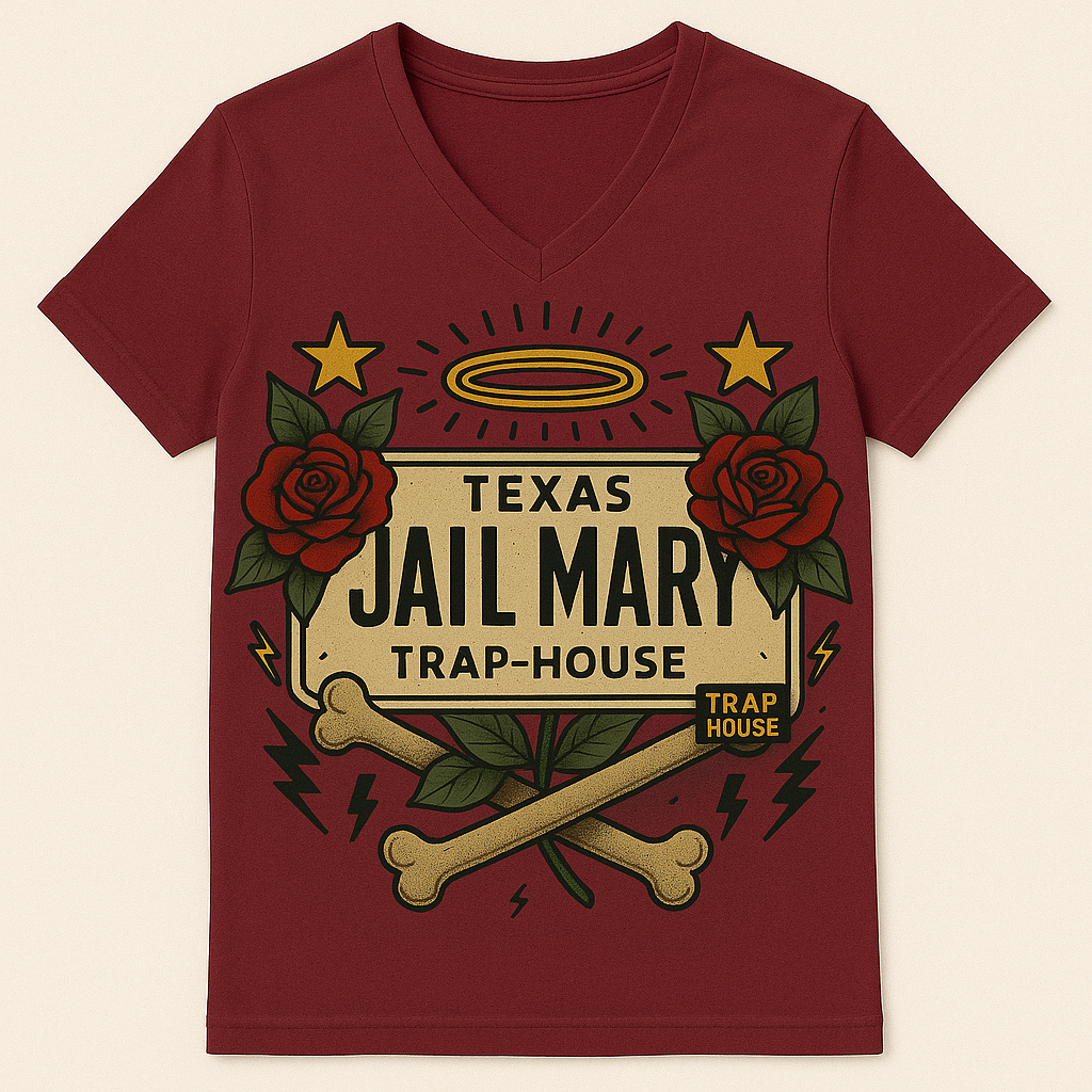 Texas Jail Mary – Trap House V-Neck Tee
