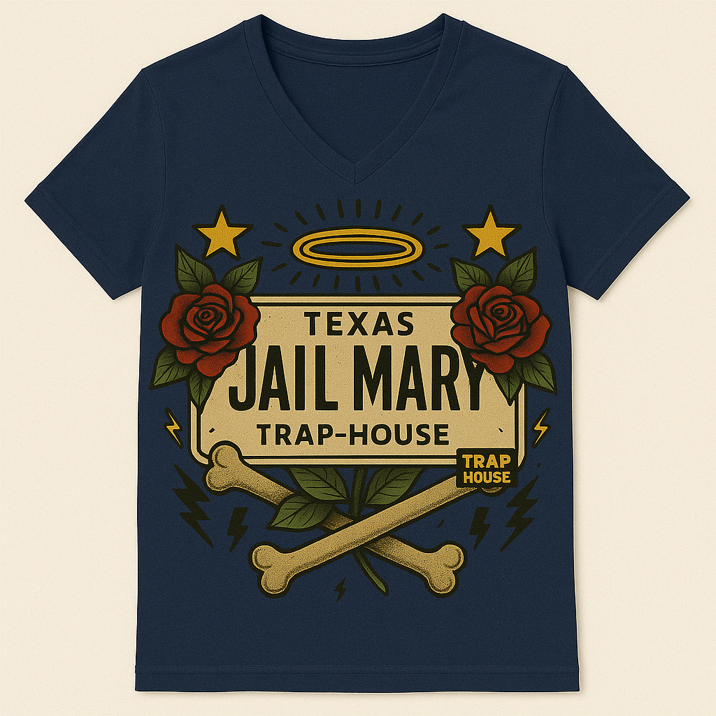 Texas Jail Mary – Trap House V-Neck Tee