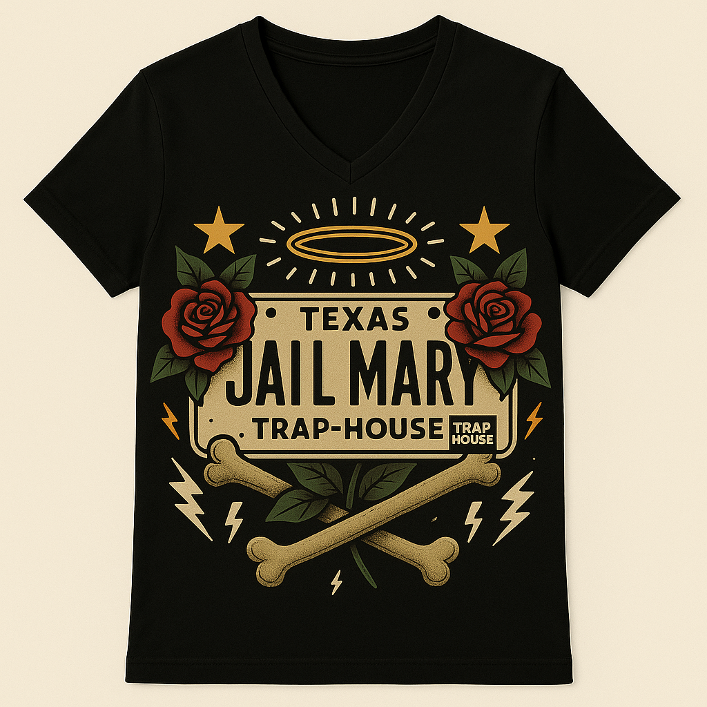 Texas Jail Mary – Trap House V-Neck Tee