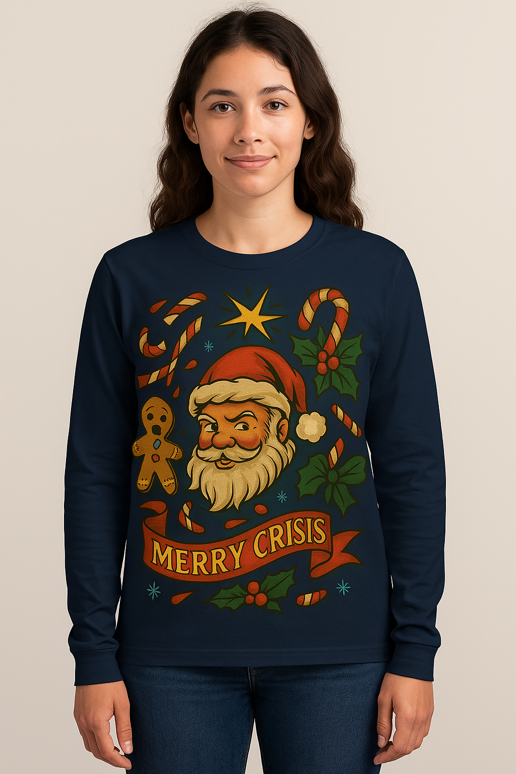 Merry Crisis Long Sleeve — Jail Mary Christmas Collection